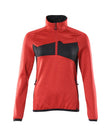Fleecetrui met korte rits Dames 18053 - 20209 - signaalrood/zwart