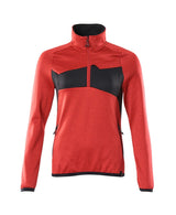 Fleecetrui met korte rits Dames 18053 - 20209 - signaalrood/zwart