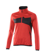 Fleecetrui met korte rits Dames 18053 - 20209 - signaalrood/zwart