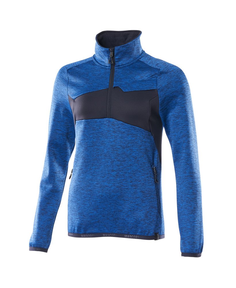 Fleecetrui met korte rits Dames 18053 - 91010 - helder blauw/donkermarine
