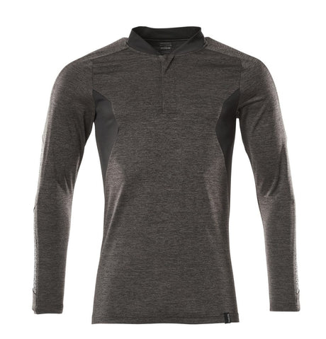 Poloshirt lange mouwen 18081 - 1809 - donkerantraciet-gemêleerd/zwart