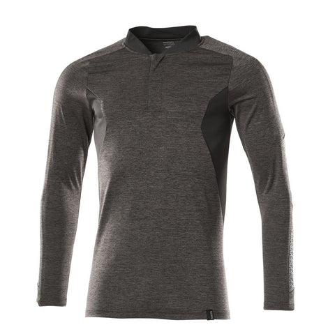 Poloshirt lange mouwen 18081 - 1809 - donkerantraciet-gemêleerd/zwart