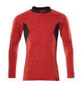 Poloshirt lange mouwen 18081 - 20209 - signaalrood-gemêleerd/zwart