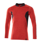 Poloshirt lange mouwen 18081 - 20209 - signaalrood-gemêleerd/zwart