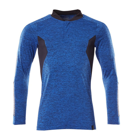 Poloshirt lange mouwen 18081 - 91010 - helder blauw-gemêleerd/donkermarine
