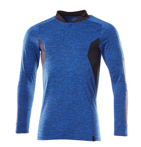 Poloshirt lange mouwen 18081 - 91010 - helder blauw-gemêleerd/donkermarine