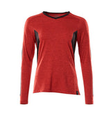 T-shirt lange mouwen Dames 18091 - 20209 - signaalrood-gemêleerd/zwart