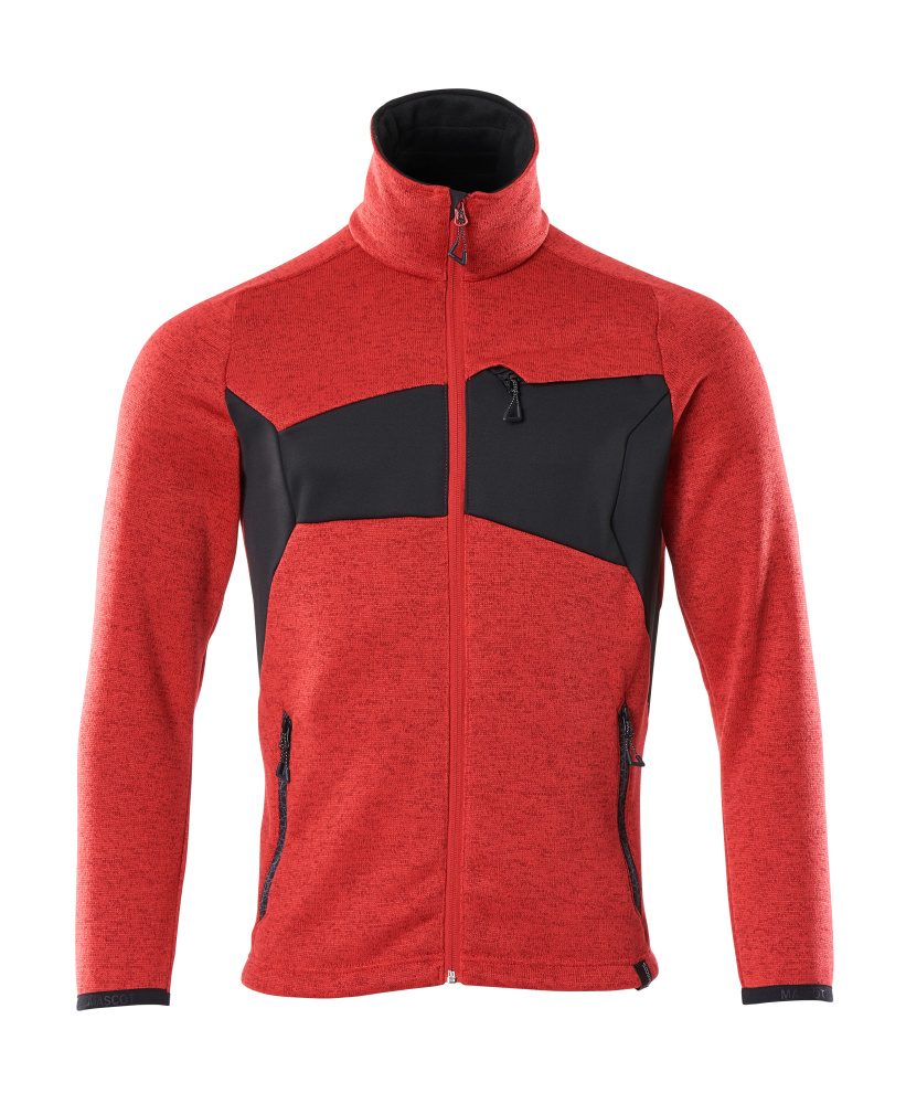 Gebreide trui met rits 18105 - 20209 - signaalrood/zwart