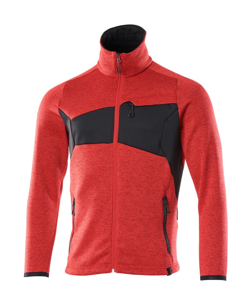 Gebreide trui met rits 18105 - 20209 - signaalrood/zwart