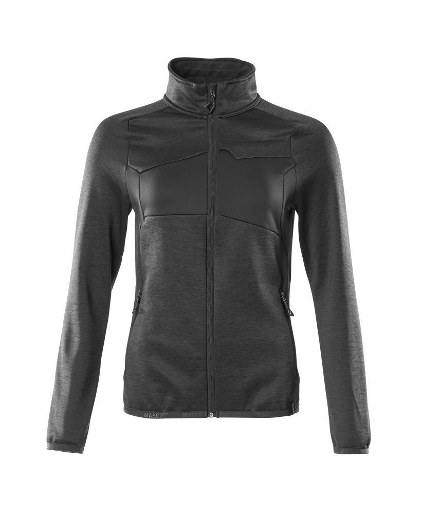 Fleecetrui met rits Dames 18153 - 09 - zwart