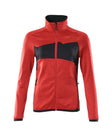Fleecetrui met rits Dames 18153 - 20209 - signaalrood/zwart