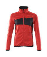 Fleecetrui met rits Dames 18153 - 20209 - signaalrood/zwart