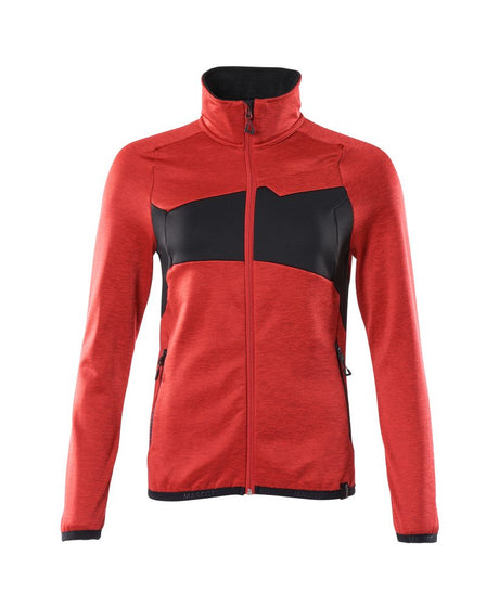 Fleecetrui met rits Dames 18153 - 20209 - signaalrood/zwart