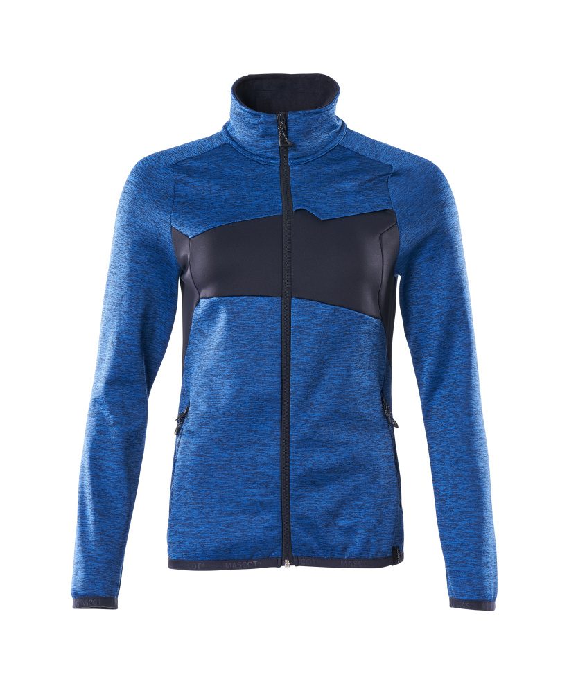 Fleecetrui met rits Dames 18153 - 91010 - helder blauw/donkermarine