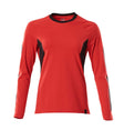 T-shirt lange mouwen Dames 18391 - 20209 - signaalrood/zwart
