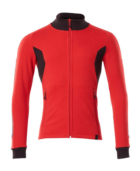 Sweatshirt met rits 18484 - 20209 - signaalrood/zwart