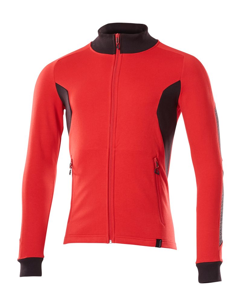 Sweatshirt met rits 18484 - 20209 - signaalrood/zwart