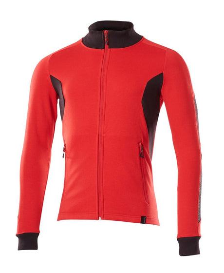Sweatshirt met rits 18484 - 20209 - signaalrood/zwart