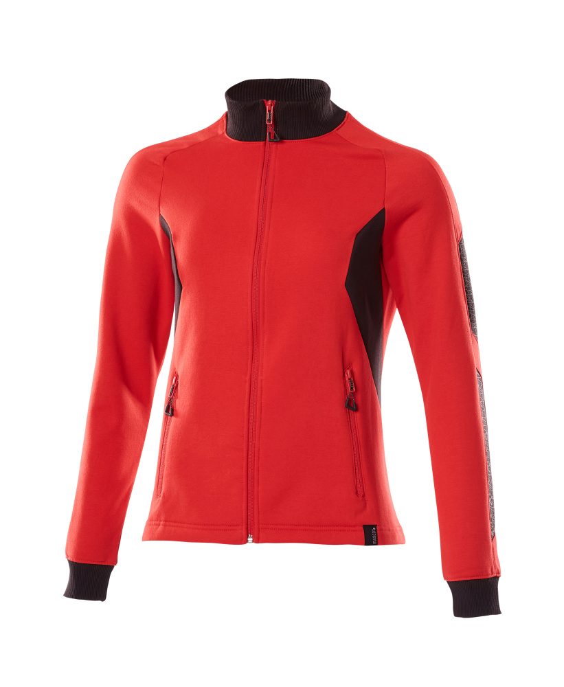 Sweatshirt met rits Dames 18494 - 20209 - signaalrood/zwart