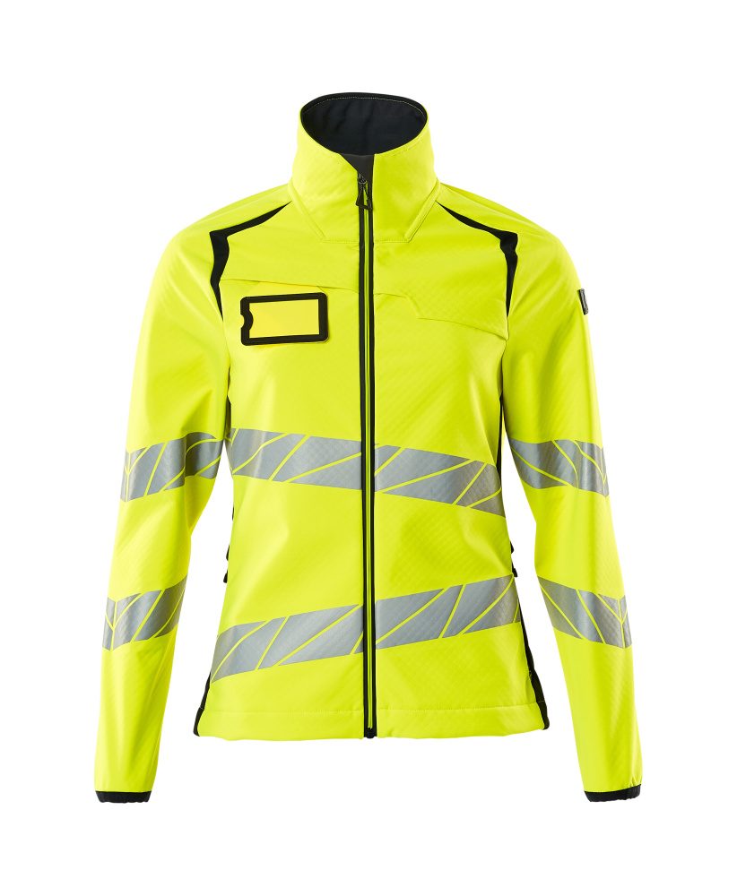 Softshell jas Dames 19012 - 17010 - hi-vis geel/donkermarine