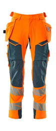 Broek met spijkerzakken 19031 - 1444 - hi-vis oranje/donkerpetrol