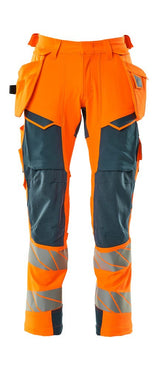 Broek met spijkerzakken 19031 - 1444 - hi-vis oranje/donkerpetrol