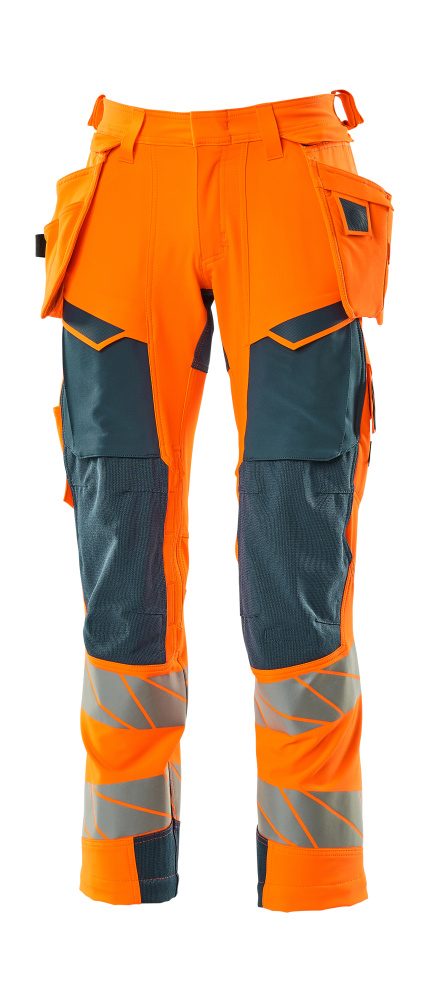 Broek met spijkerzakken 19031 - 1444 - hi-vis oranje/donkerpetrol