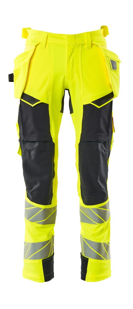 Broek met spijkerzakken 19031 - 17010 - hi-vis geel/donkermarine