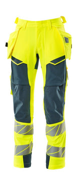 Broek met spijkerzakken 19031 - 1744 - hi-vis geel/donkerpetrol
