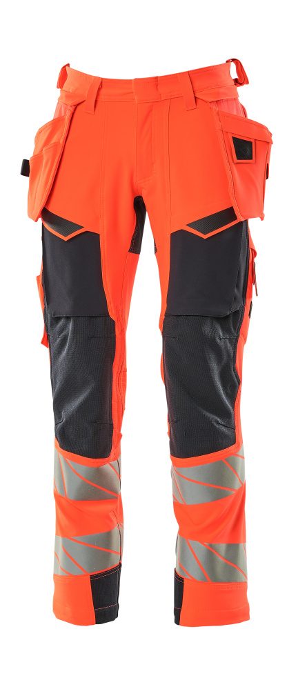 Broek met spijkerzakken 19031 - 22210 - hi-vis rood/donkermarine