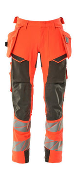 Broek met spijkerzakken 19031 - 22218 - hi-vis rood/donkerantraciet