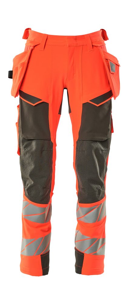 Broek met spijkerzakken 19031 - 22218 - hi-vis rood/donkerantraciet