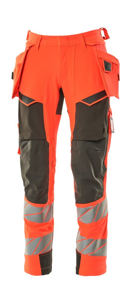 Broek met spijkerzakken 19031 - 22218 - hi-vis rood/donkerantraciet