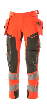 Broek met spijkerzakken 19031 - 22218 - hi-vis rood/donkerantraciet