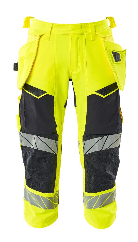 Driekwart broek met spijkerzakken 19049 - 17010 - hi-vis geel/donkermarine
