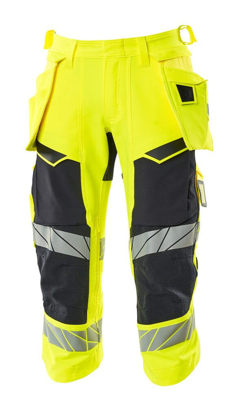 Driekwart broek met spijkerzakken 19049 - 17010 - hi-vis geel/donkermarine