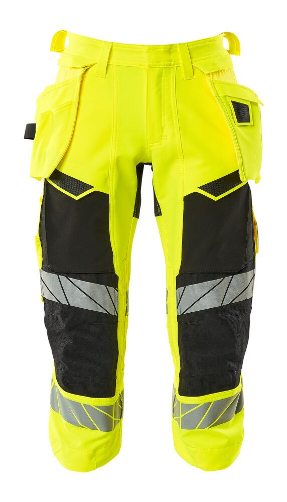 Driekwart broek met spijkerzakken 19049 - 1709 - hi-vis geel/zwart
