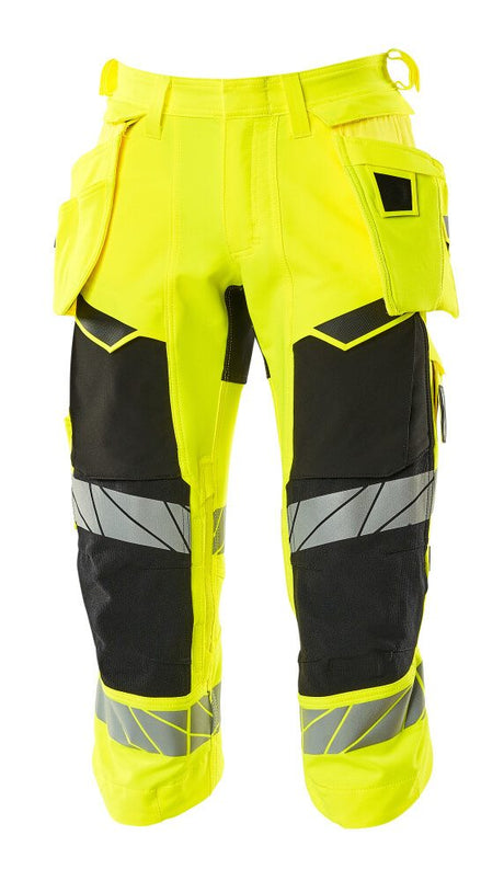 Driekwart broek met spijkerzakken 19049 - 1709 - hi-vis geel/zwart