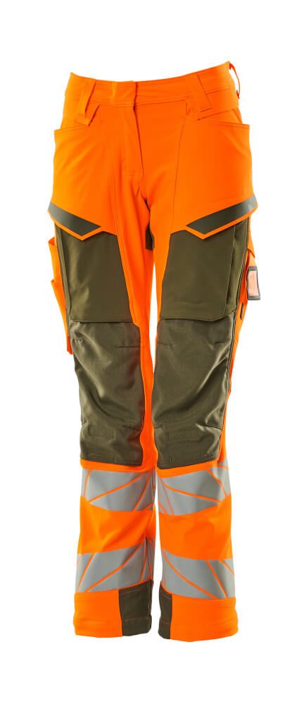 Broek met kniezakken Dames 19078 - 1433 - hi-vis oranje/mosgroen