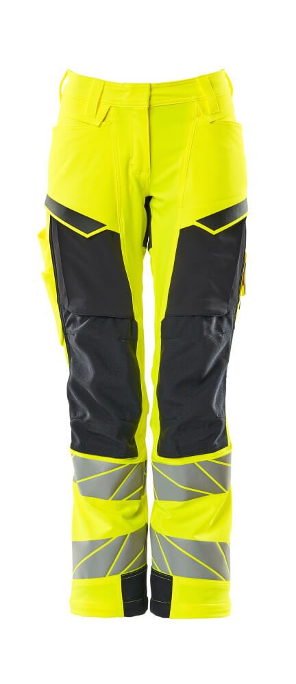 Broek met kniezakken Dames 19078 - 17010 - hi-vis geel/donkermarine