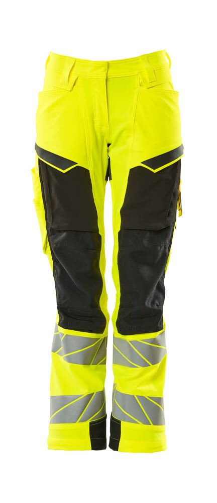 Broek met kniezakken Dames 19078 - 1709 - hi-vis geel/zwart
