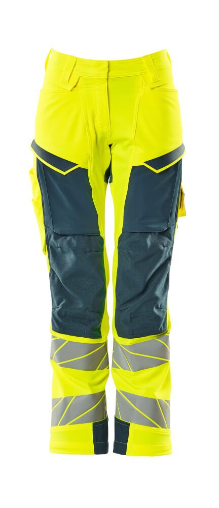 Broek met kniezakken Dames 19078 - 1744 - hi-vis geel/donkerpetrol