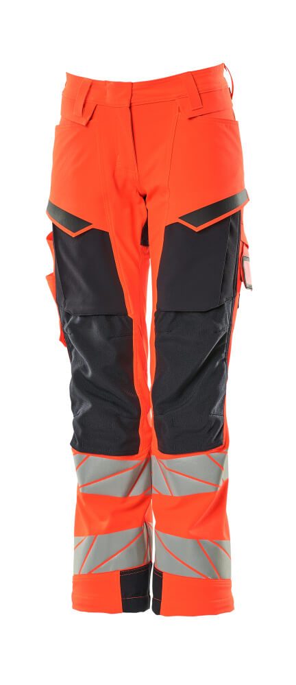 Broek met kniezakken Dames 19078 - 22210 - hi-vis rood/donkermarine