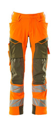Broek met kniezakken 19079 - 1433 - hi-vis oranje/mosgroen