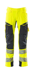 Broek met kniezakken 19079 - 17010 - hi-vis geel/donkermarine