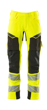 Broek met kniezakken 19079 - 1709 - hi-vis geel/zwart