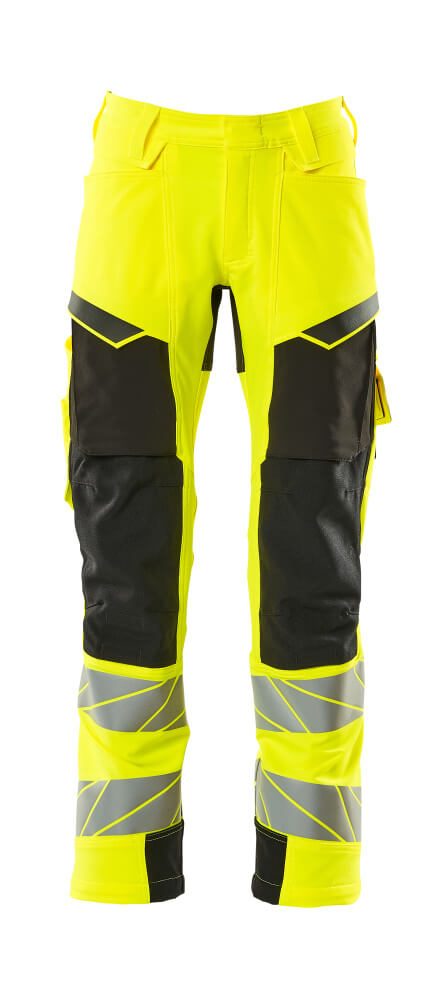 Broek met kniezakken 19079 - 1709 - hi-vis geel/zwart