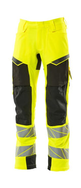 Broek met kniezakken 19079 - 1709 - hi-vis geel/zwart