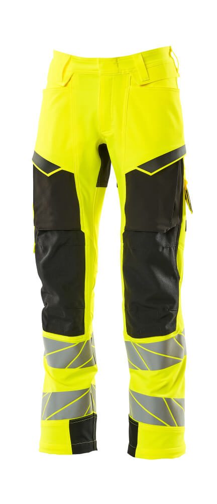 Broek met kniezakken 19079 - 1709 - hi-vis geel/zwart