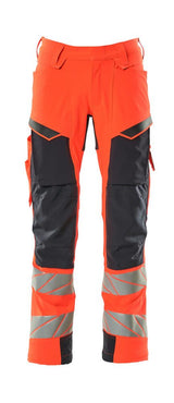 Broek met kniezakken 19079 - 22210 - hi-vis rood/donkermarine